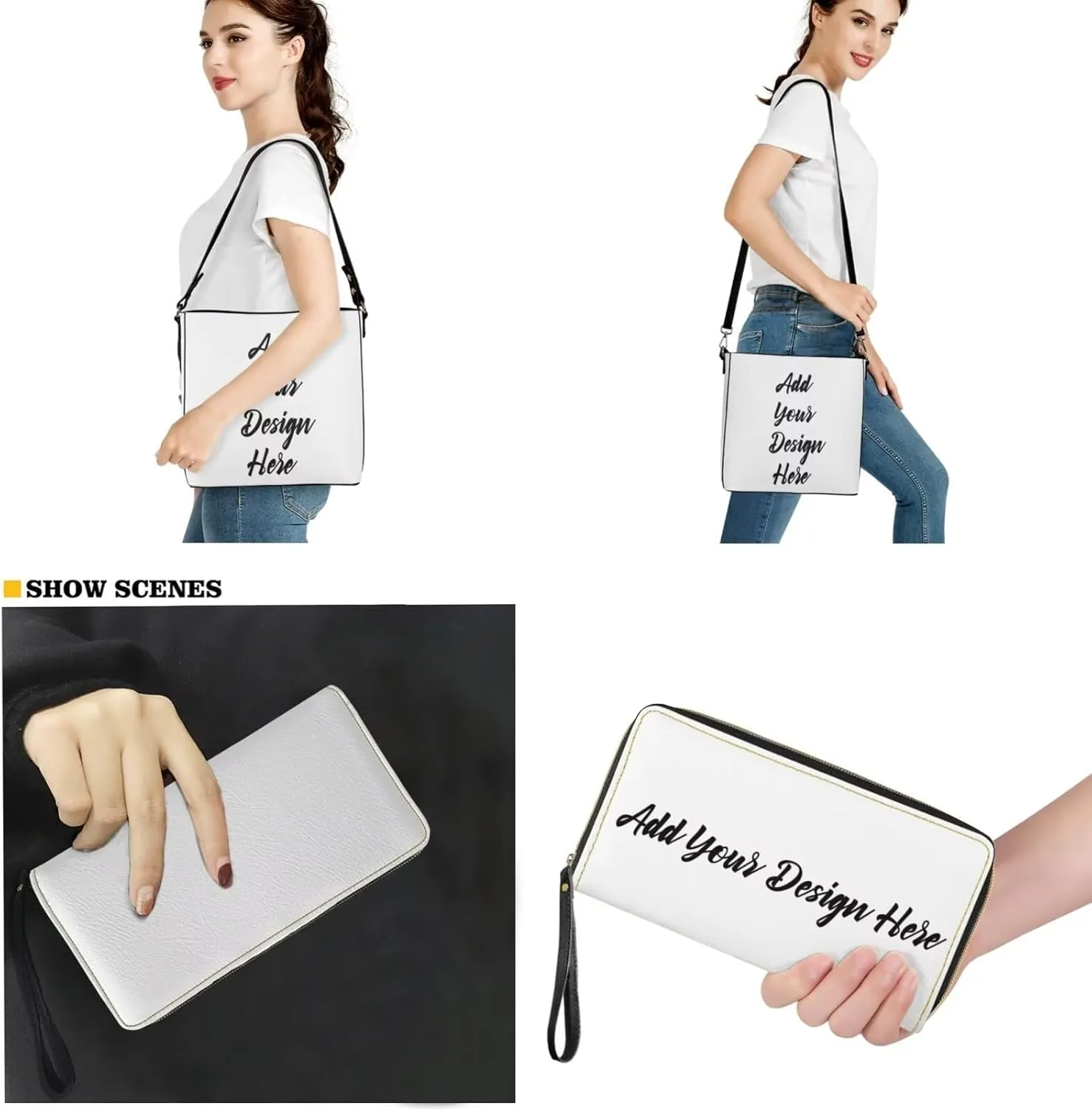 Shoulder Bags Set 2 Piece Saddle Bags Crossbody Bags for Women with Shoulder Strap Wristlet Wallets for Women