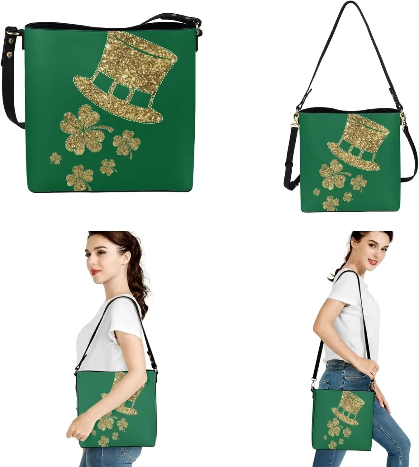 Shoulder Bags Set 2 Piece Saddle Bags Satchel Bags for Women Large Capacity with Zipper Wristlet Purses for Women