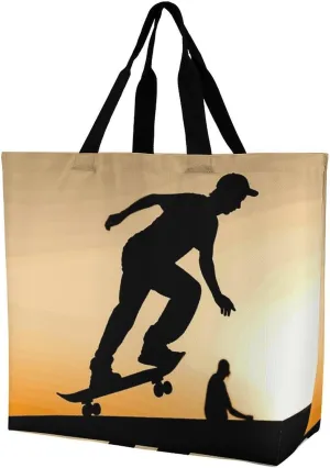 Skateboard Tote Bag for Women Reusable Eco-friendly Shopping Bags Large Capacity Shoulder Bag