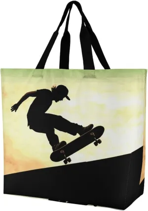 Skateboard Tote Bag for Women Reusable Eco-friendly Shopping Bags Large Capacity Shoulder Bag