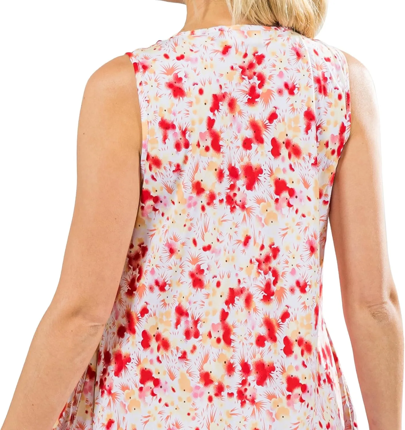 Sleeveless Midi Sundress, Vacation Outfit Floral Midi Dress for Women Floral Print Sundress Beach Cover Ups with Pocket