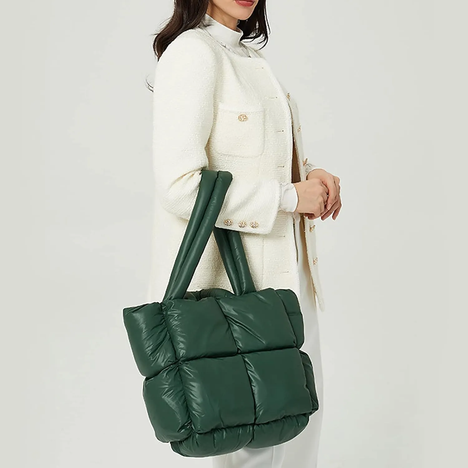 Sling Bag For Women Light Large Quilted Shoulder Bag Carryall Puffer Hobo Bag For Her Friends Travel College D
