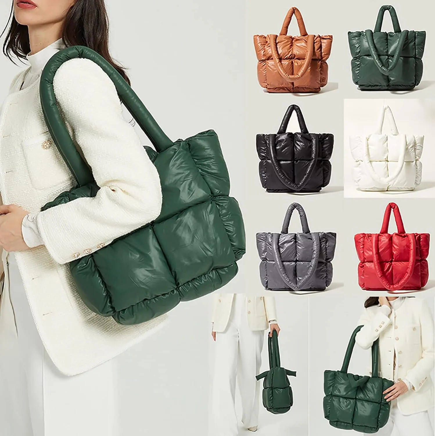 Sling Bag For Women Light Large Quilted Shoulder Bag Carryall Puffer Hobo Bag For Her Friends Travel College D