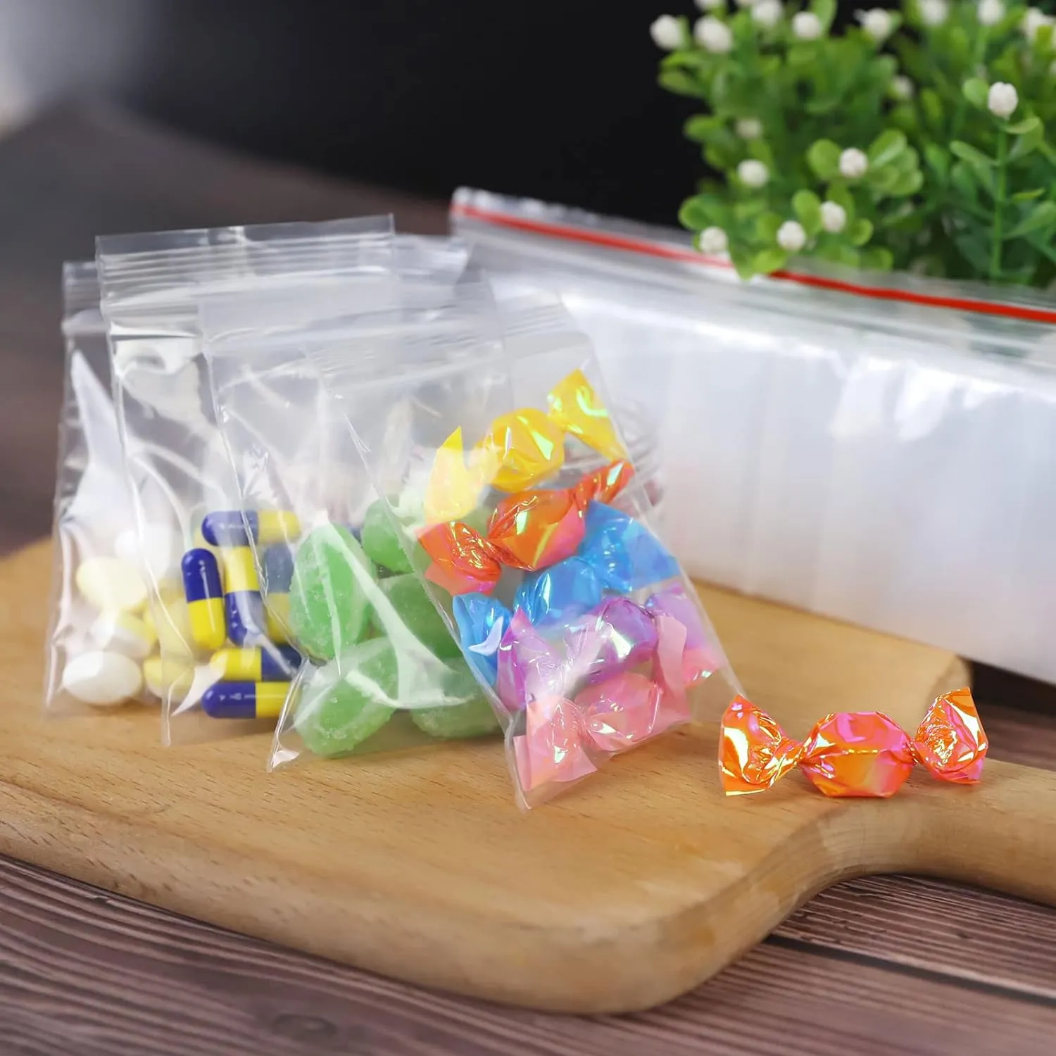 Small Zip Bags - 400pcs, Transparent, Durable Plastic, 2x3 Inches, Resealable Top Lock, Ideal for Vitamins, Snacks, Candy
