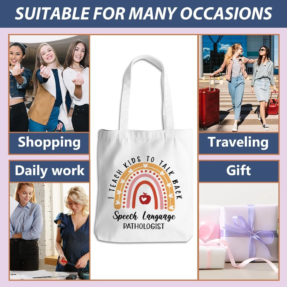 Speech Therapy Gifts SLP Tote Bag for Teacher Speech Language Pathology Beach Bag Speech Pathologist Gifts