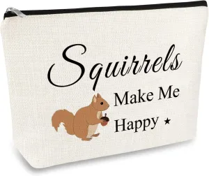 Squirrel Lover Cosmetic Bag - Animal Lover Makeup Bag for Women, Girls - Best Friend, Daughter, Sister, Niece, BFF Birthday, Christmas, Graduation Gift - Travel Toiletry Pouch