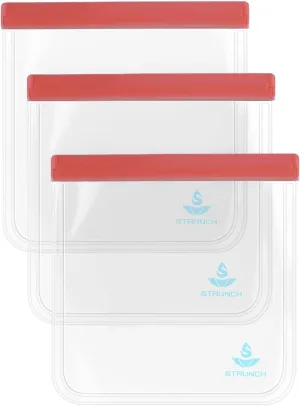 Staunch- 3 Pc, Toiletry Bags, Red, Transparent Toiletry, 1 Quart Ziplock Bags