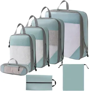 Storage Bag 1 Set Compression Packing Cubes Compressible Travel Packing Organizer for Carry on Suitcase (Korean Blue)