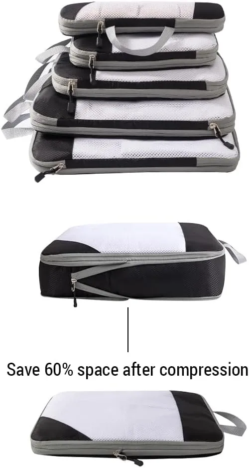 Storage Bag 1 Set Compression Packing Cubes Compressible Travel Packing Organizer for Carry on Suitcase (Korean Blue)