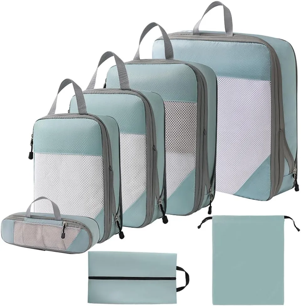 Storage Bag 1 Set Compression Packing Cubes Compressible Travel Packing Organizer for Carry on Suitcase (Korean Blue)