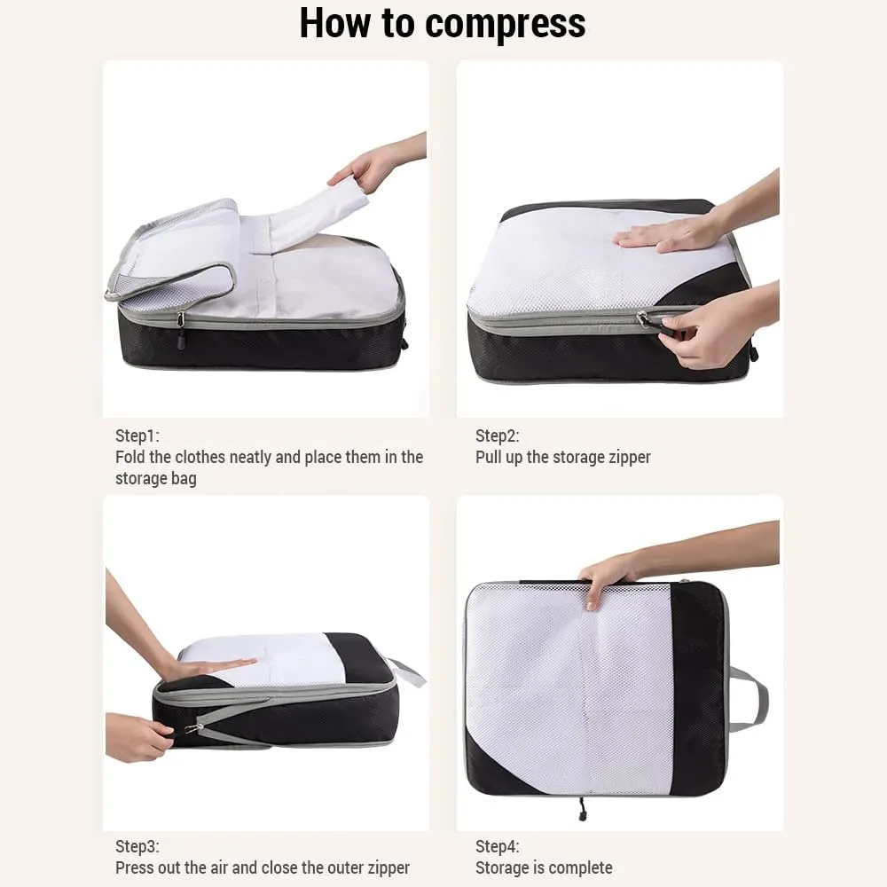 Storage Bag 1 Set Compression Packing Cubes Compressible Travel Packing Organizer for Carry on Suitcase (Korean Blue)