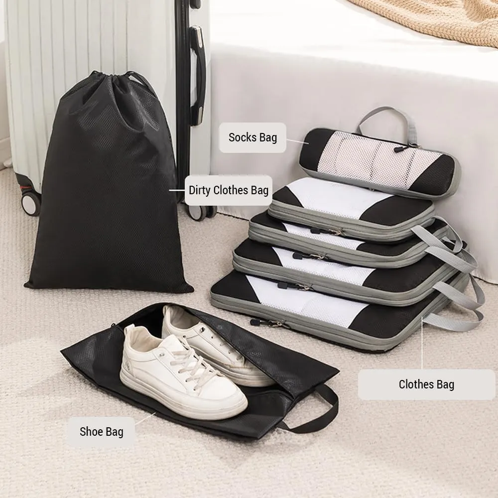 Storage Bag 1 Set Compression Packing Cubes Compressible Travel Packing Organizer for Carry on Suitcase (Korean Blue)