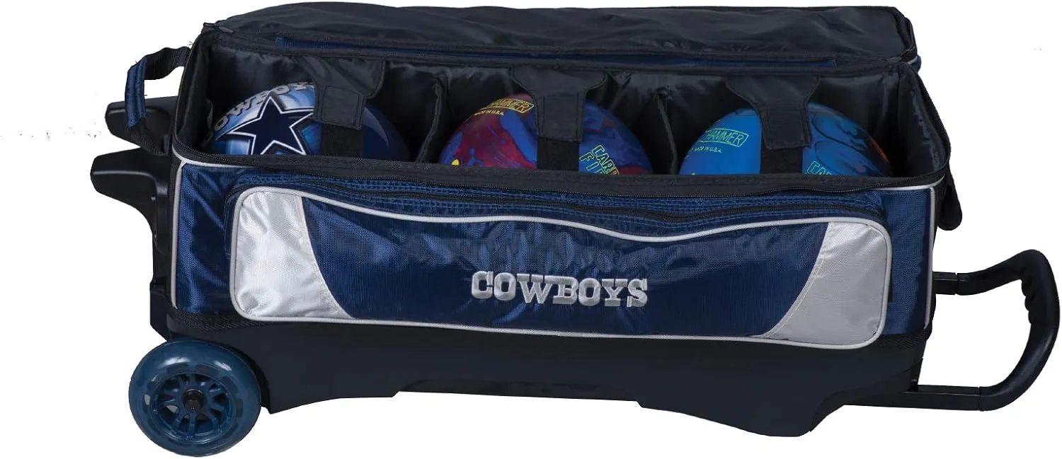 Strikeforce Bowling NFL Three Ball Bowling Roller Bag with Ball, Shoe and Accessory Pockets