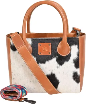 Sts Ranch Wear Basic Bliss Durable Brown Satchel Bag with Removable Nylon & Leather Strap, Buff/Cowhide