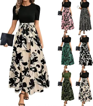 Sumemr Dresses for Women Vintage Floral Maxi Dress Long Formal Dresses Casual Puff Sleeve Church Wedding Guest Dress