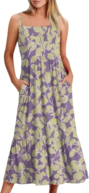 Summer Dresses for Women 2025 Vacation Casual Plus Size Maxi Sun Dress Trendy Flowy Beach Long Dresses