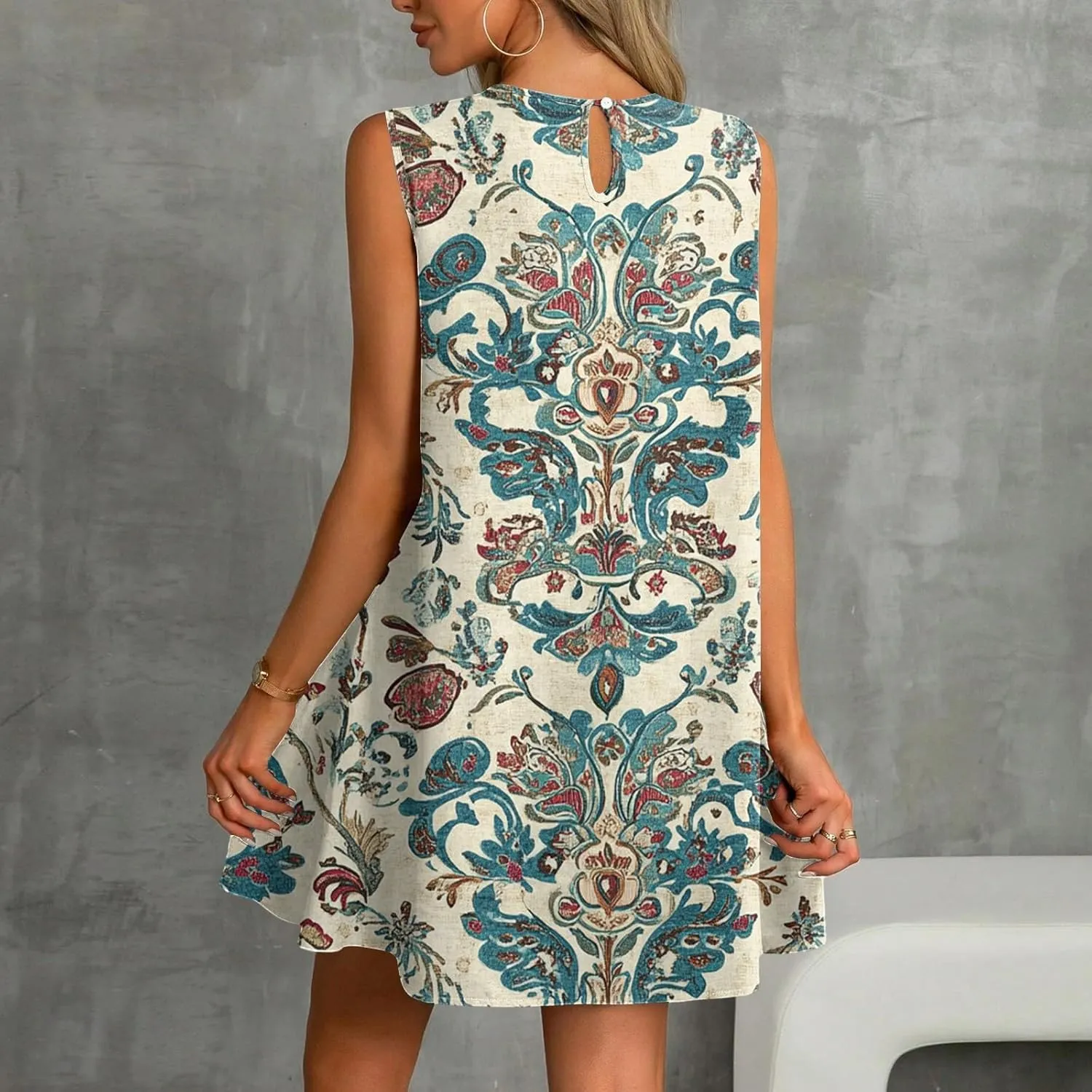 Summer Dresses for Women 2025 Vacation Tshirt Ruffle Hem Short Sundress with Pocket Beach Casual Loose Tank Dress