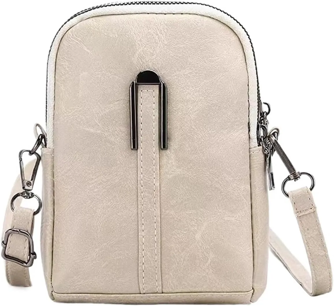 Summer Phone Bag Women's Oil Wax Cowhide Leather Crossbody Bag Fashionable and Casual Shoulder Bagladies' Small