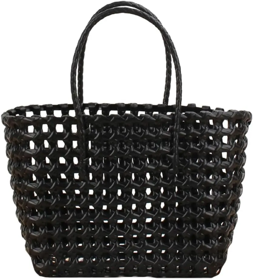 Summer Woven Beach Bag for Women - Washable Cute Jelly Plastic Hobo Shoulder Travel Bag for Sports Beach 2024