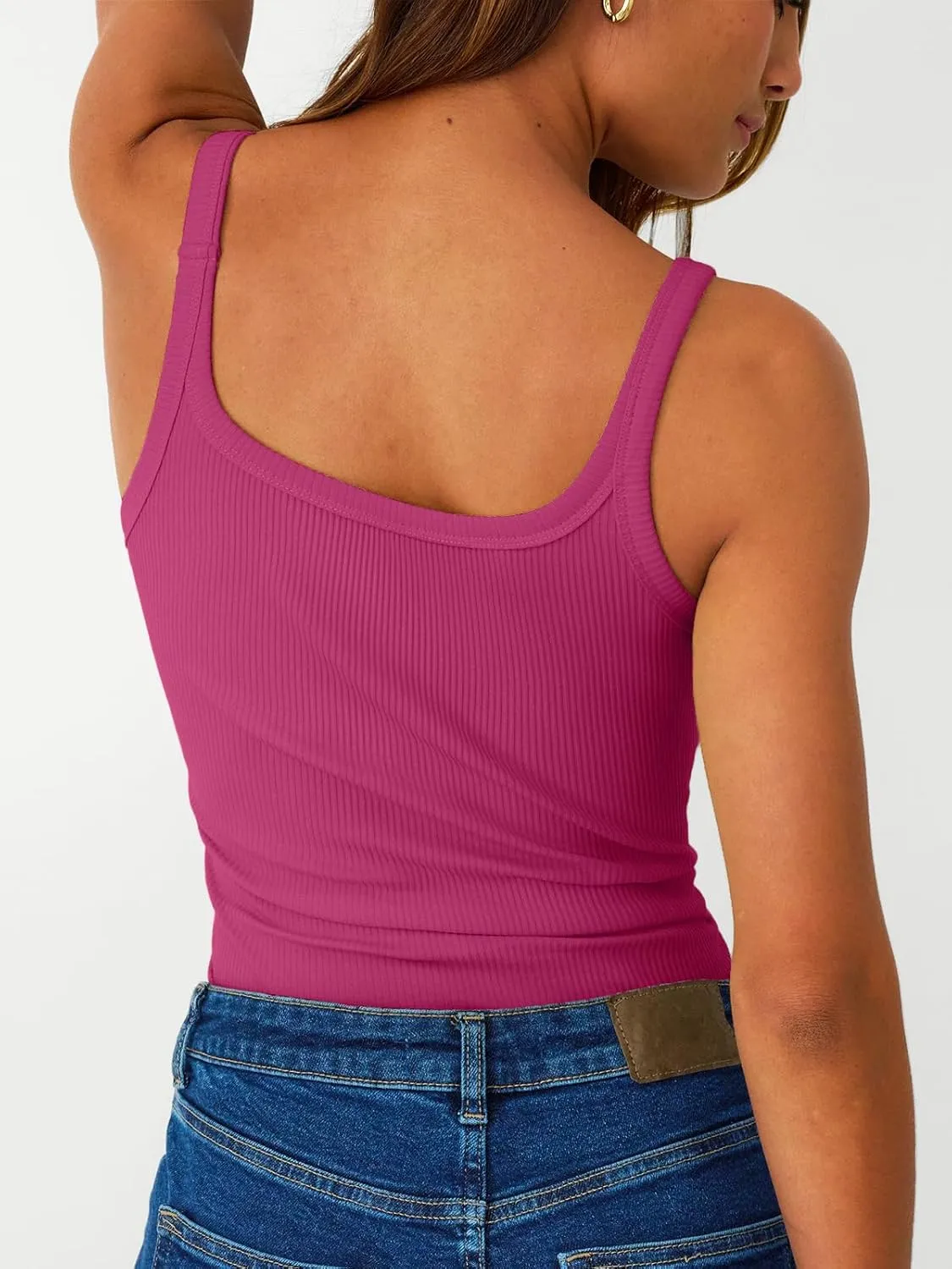 SUNBS Tank Tops for Women Ribbed Spaghetti Strap Camisole Racerback Summer Workout Tops Trendy Clothes Going Out 2025 3Pack