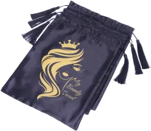 SUPERNOVA 3 Pcs Satin Bags for Packaging Hair Extensions, Bundles, Wigs Soft Silk Pouches With Drawstring for Hair Tools Storage Bags with Tassel Gift and Travel Bag Hair(3 pieces, Black)