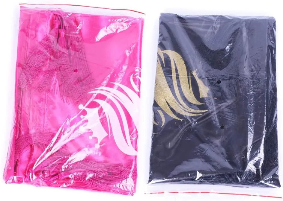 SUPERNOVA 3 Pcs Satin Bags for Packaging Hair Extensions, Bundles, Wigs Soft Silk Pouches With Drawstring for Hair Tools Storage Bags with Tassel Gift and Travel Bag Hair(3 pieces, Black)