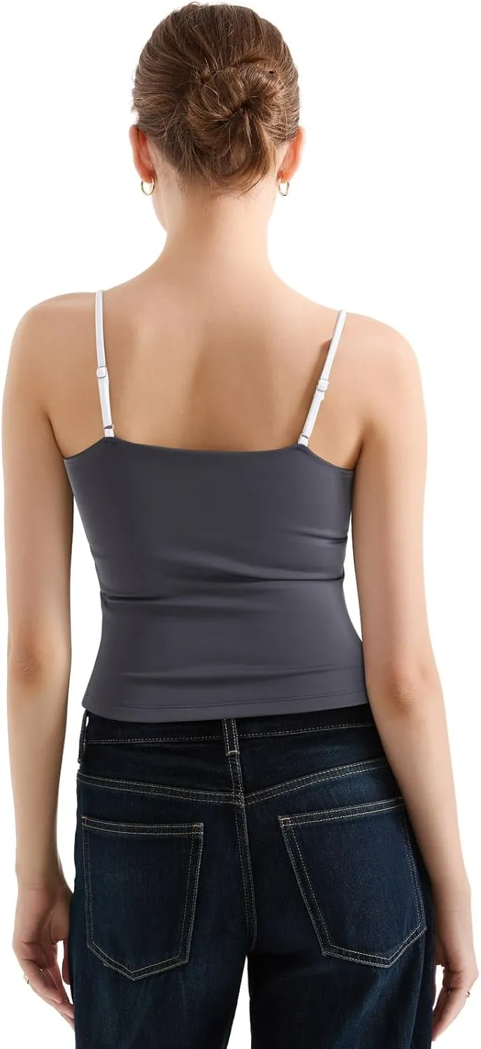 SUUKSESS Women Double Lined Spaghetti Strap Cami Going Out Y2k Sleeveless Tank Tops