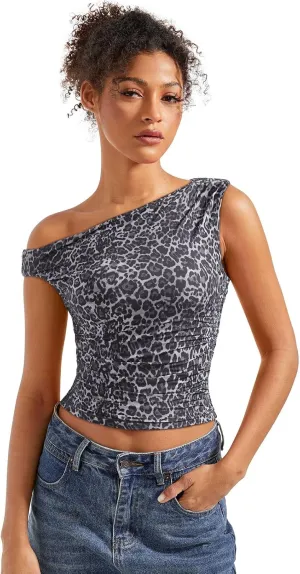 SUUKSESS Women Off Shoulder Tops Sleeveless Shirts Y2K Going Out Crop Tank Top