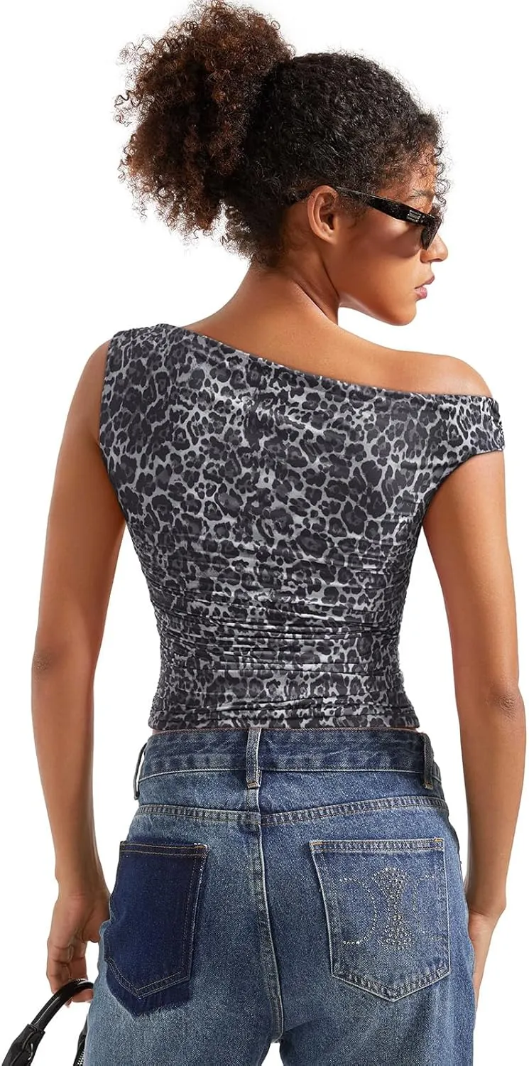 SUUKSESS Women Off Shoulder Tops Sleeveless Shirts Y2K Going Out Crop Tank Top