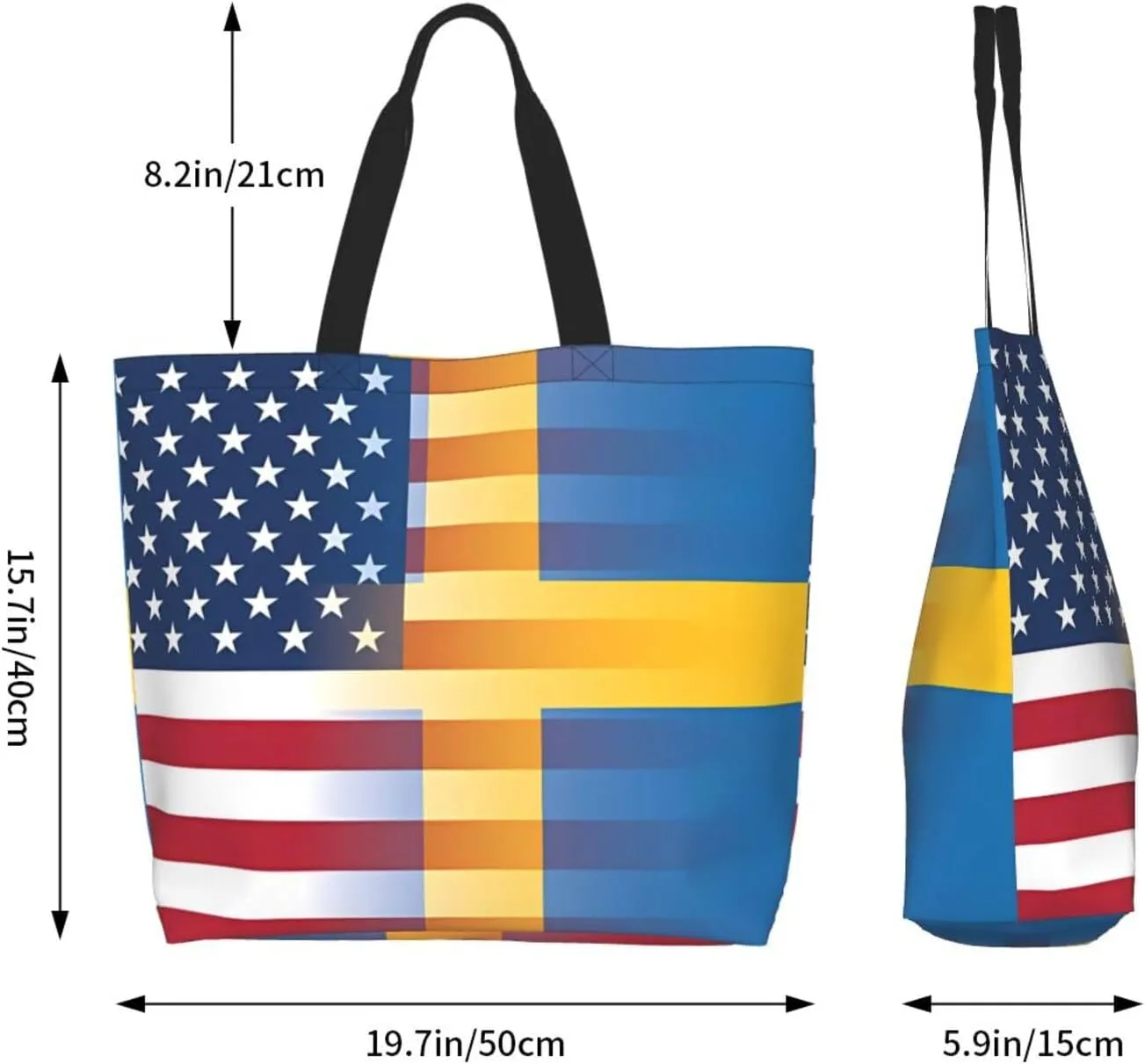 Swedish Sweden Flag Women's Tote Bag Large Capacity Single Shoulder Bags Handbag for Shopping Work
