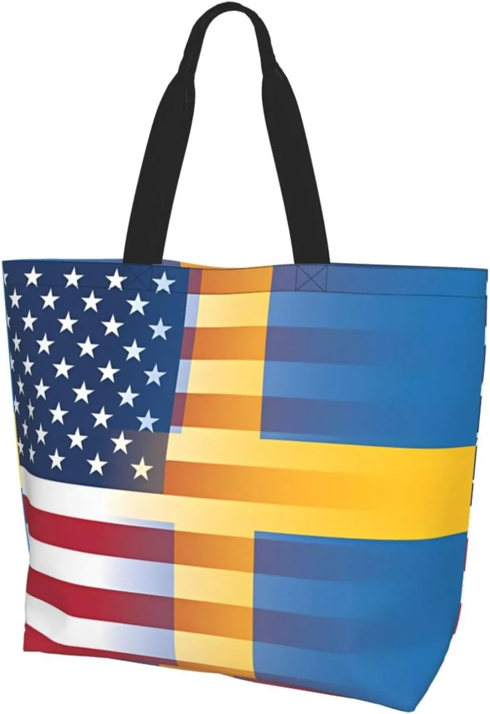 Swedish Sweden Flag Women's Tote Bag Large Capacity Single Shoulder Bags Handbag for Shopping Work