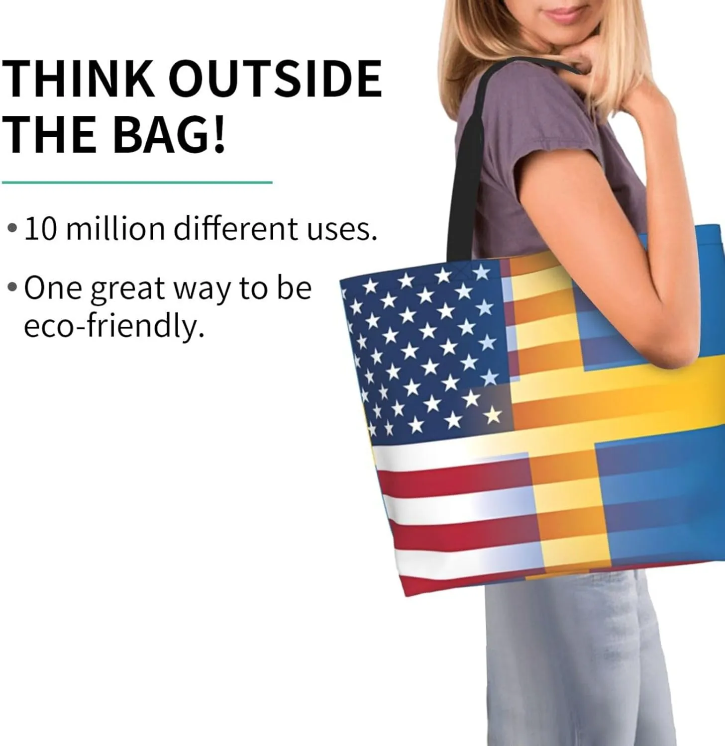 Swedish Sweden Flag Women's Tote Bag Large Capacity Single Shoulder Bags Handbag for Shopping Work