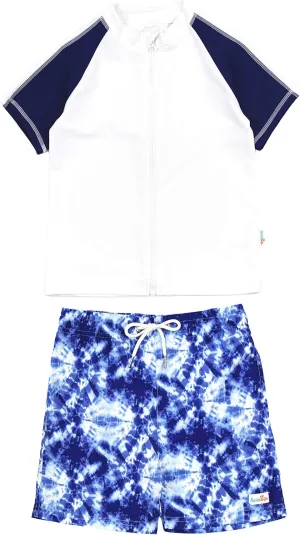 SwimZip Boys' Short Sleeve Rash Guard & Swim Shorts Set - UPF 50  Sun Protection