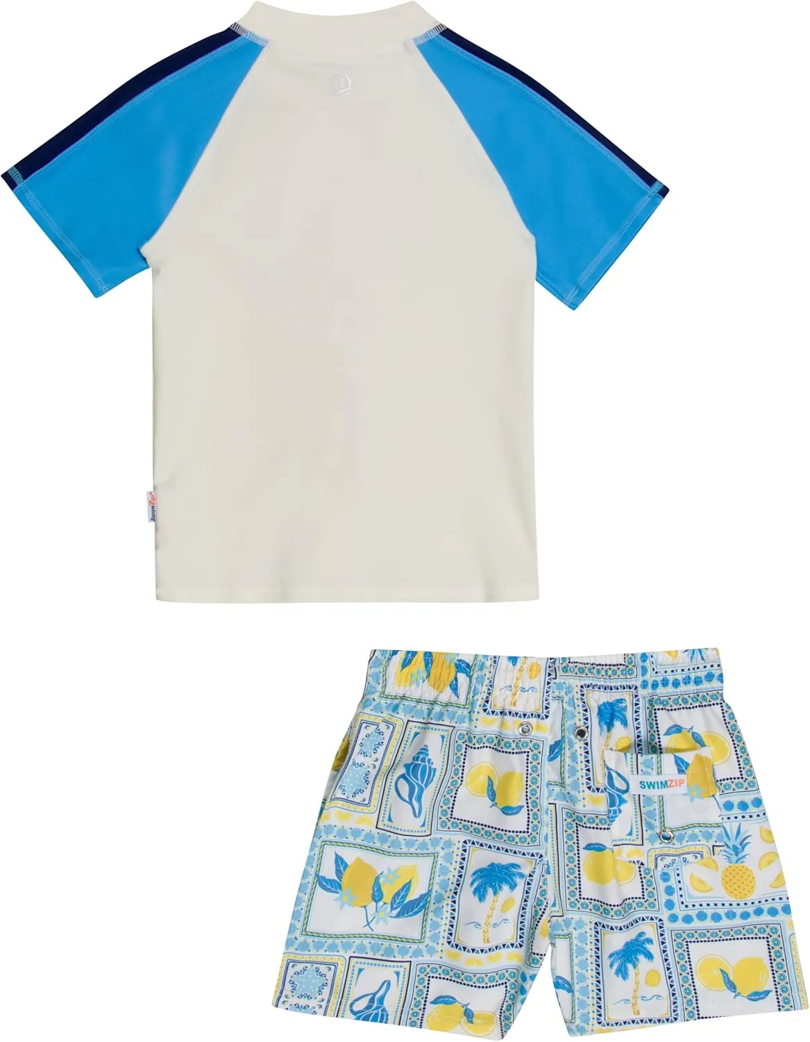 SwimZip Boys' Short Sleeve Rash Guard & Swim Shorts Set - UPF 50  Sun Protection
