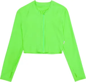 SwimZip Women's Long Sleeve Crop Top Rash Guard Swim Shirt - UPF 50  with Zipper