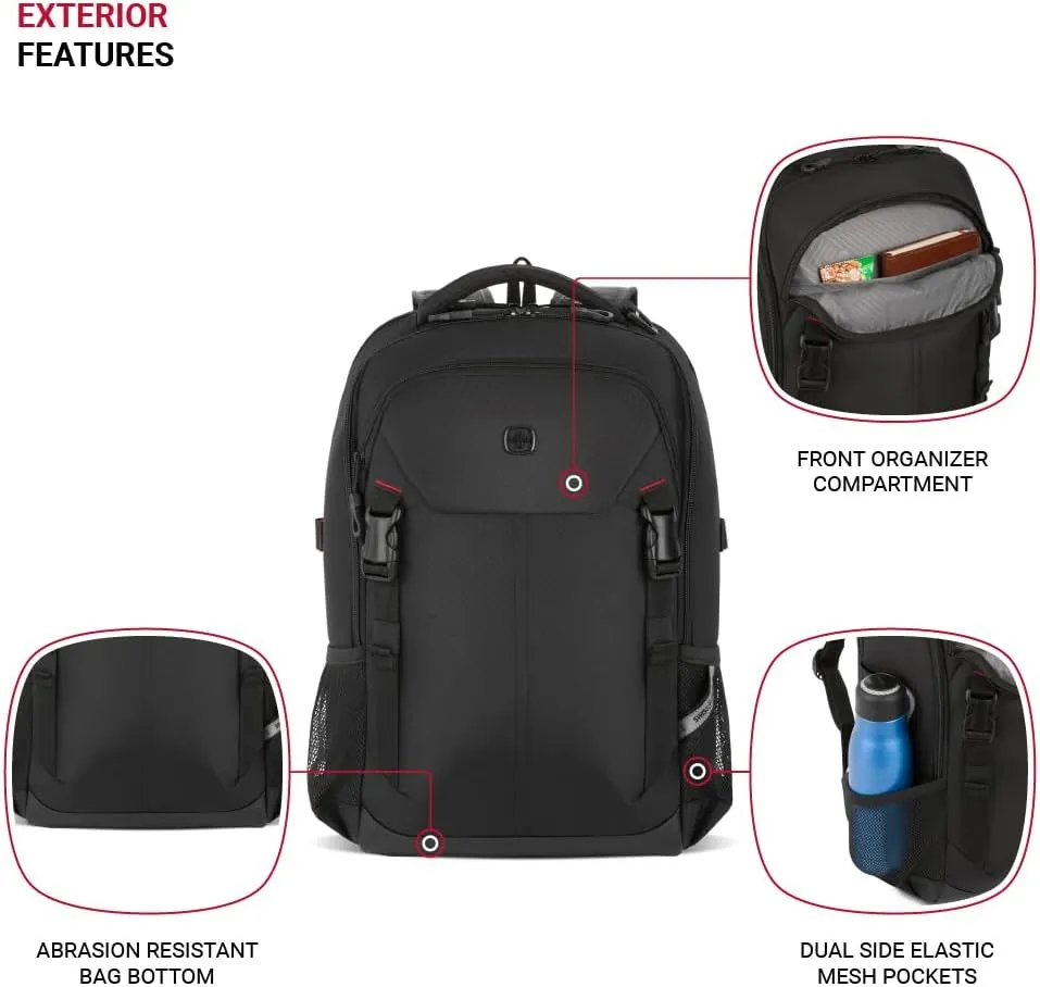 SwissGear Civic Pro Laptop Backpack, Black, 18x13.25x7