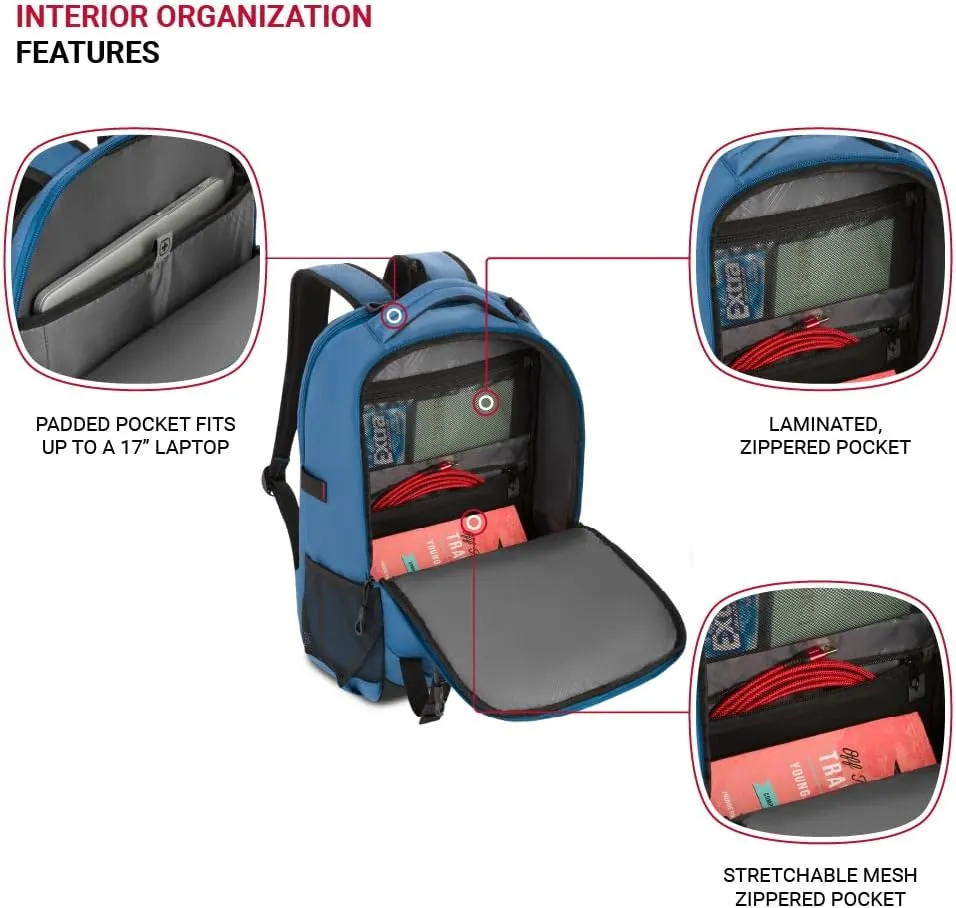 SwissGear Civic Pro Laptop Backpack, Navy, 18x13.25x7