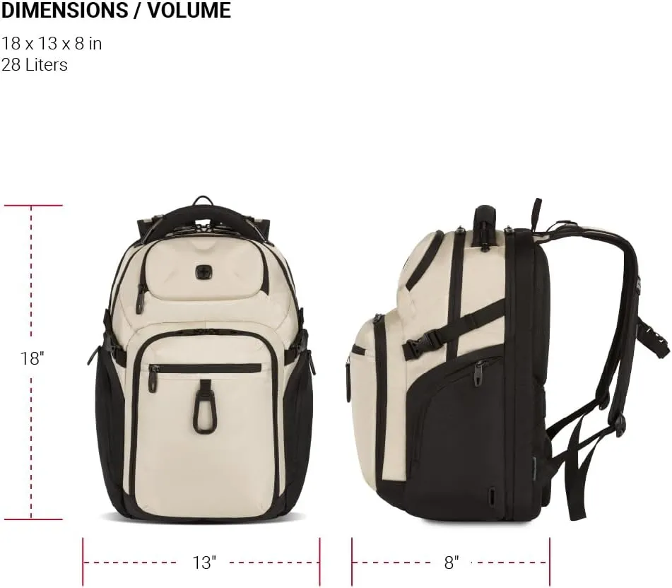SwissGear Endure Scansmart Laptop Backpack, Vintage Khaki, 17.75-Inch