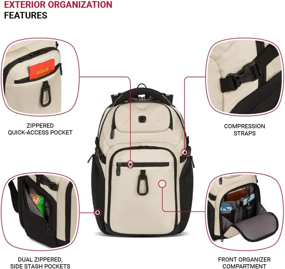 SwissGear Endure Scansmart Laptop Backpack, Vintage Khaki, 17.75-Inch