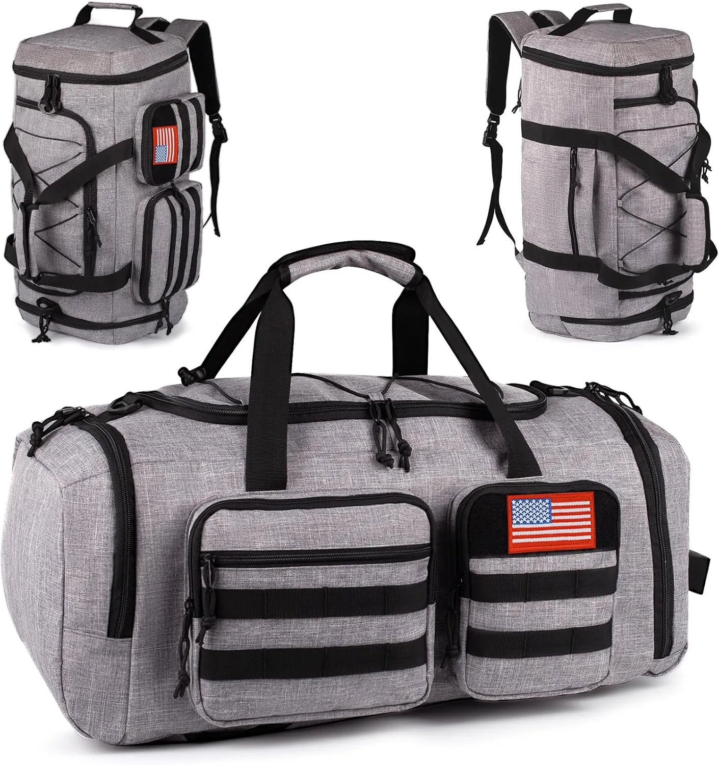 Tactical Gym Bag for Men50L Large 3 in 1 Sports Duffle Bag with Shoes Compartment for Travel,Water Resistant Travel Backpack Weekender Overnight Bag with Wet Pocket for Women