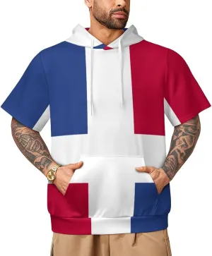 TAIZIYEAH Puerto Rico Flag-Frog Short Sleeved Hoodie Mens Short Sleeve Hoodie Sweatshirts Drawstring Pullover Unique