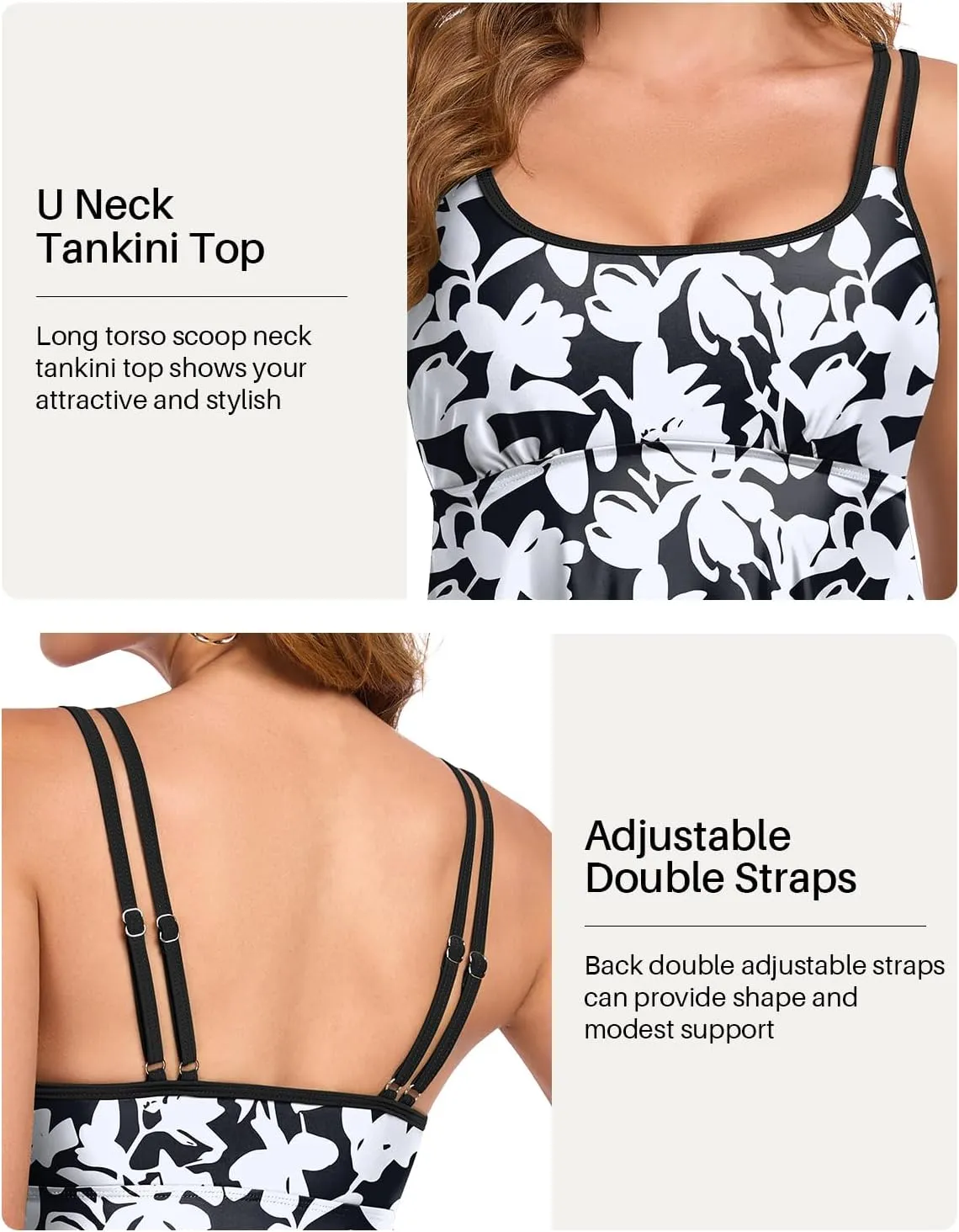 Tankini Swimsuits for Women Tummy Control Swimsuit Modest Tankini Top with Boyshort Bathing Suits Swimwear