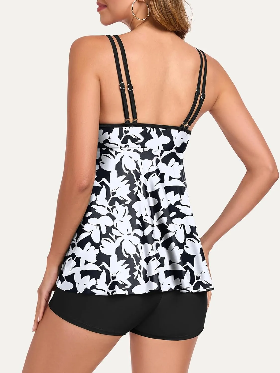 Tankini Swimsuits for Women Tummy Control Swimsuit Modest Tankini Top with Boyshort Bathing Suits Swimwear