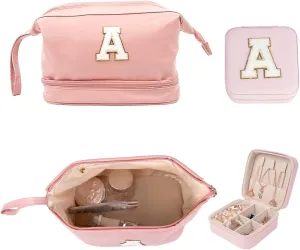 Teacher Travel Makeup Bag with travel jewelry box,Portable Cosmetic Bags Skincare Bag ,Women Personalized Jewelry box Travel Gifts Set, Back to School Gift for Teacher, Teacher Appreciation Gifts
