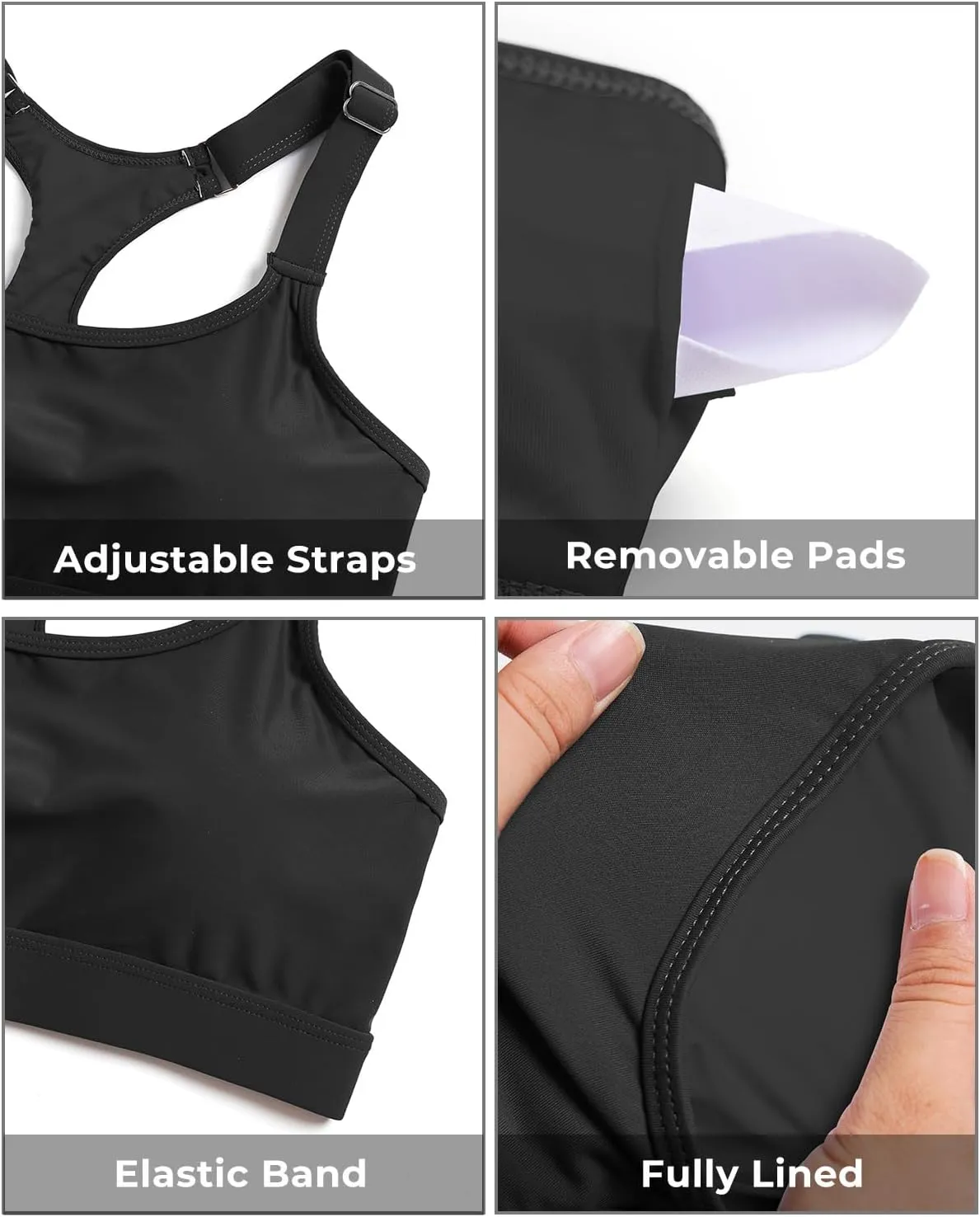 Tempt Me Women Sports Bra Bikini Tops Racerback Bathing Suits Top Padded Swim Tops Only