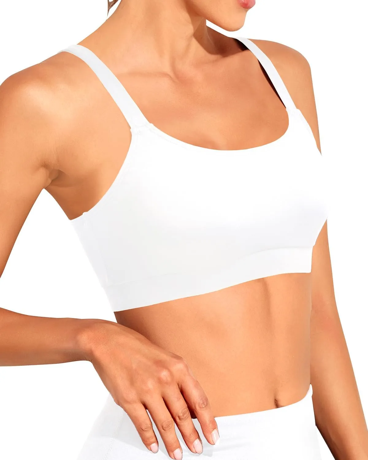 Tempt Me Women Sports Bra Bikini Tops Scoop Neck Bathing Suits Top Padded Swim Crop Tops Only