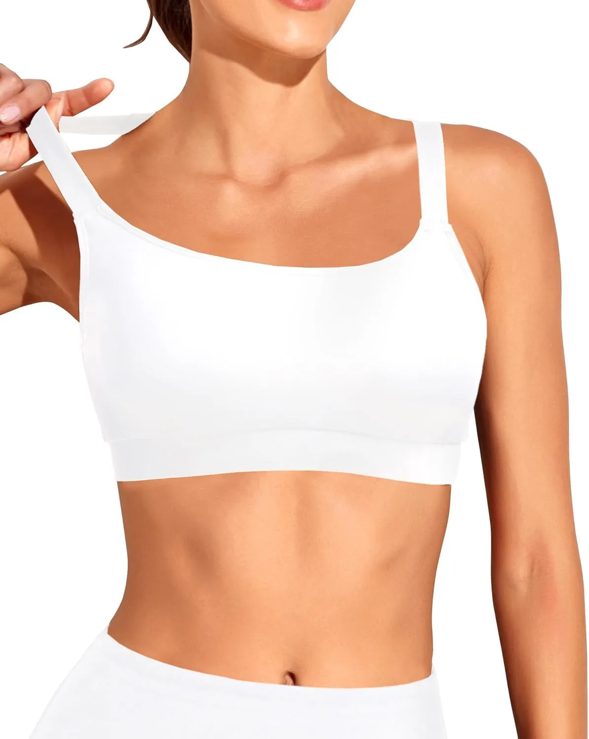 Tempt Me Women Sports Bra Bikini Tops Scoop Neck Bathing Suits Top Padded Swim Crop Tops Only