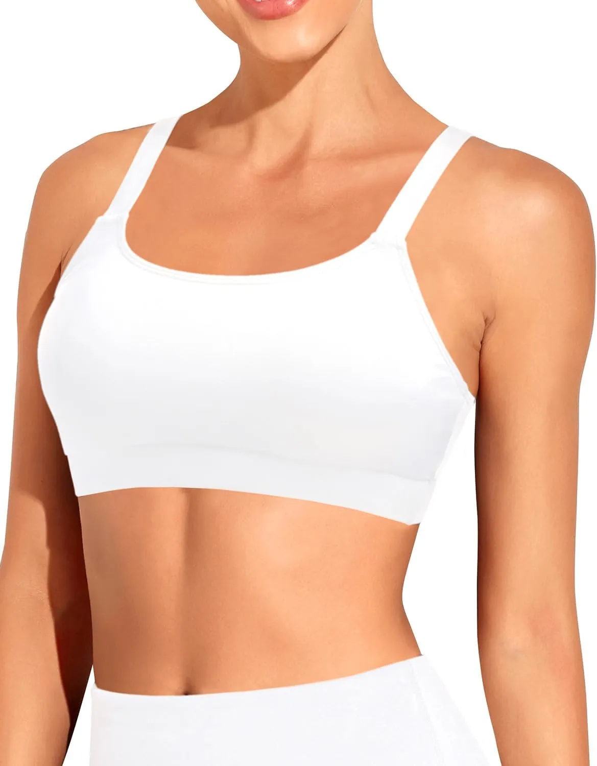Tempt Me Women Sports Bra Bikini Tops Scoop Neck Bathing Suits Top Padded Swim Crop Tops Only