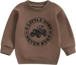 Toddler Baby Boy Sweatshirts Letter Embroidered Long Sleeve Baby Pullovers Tops Infant Fall Winter Casual Tops