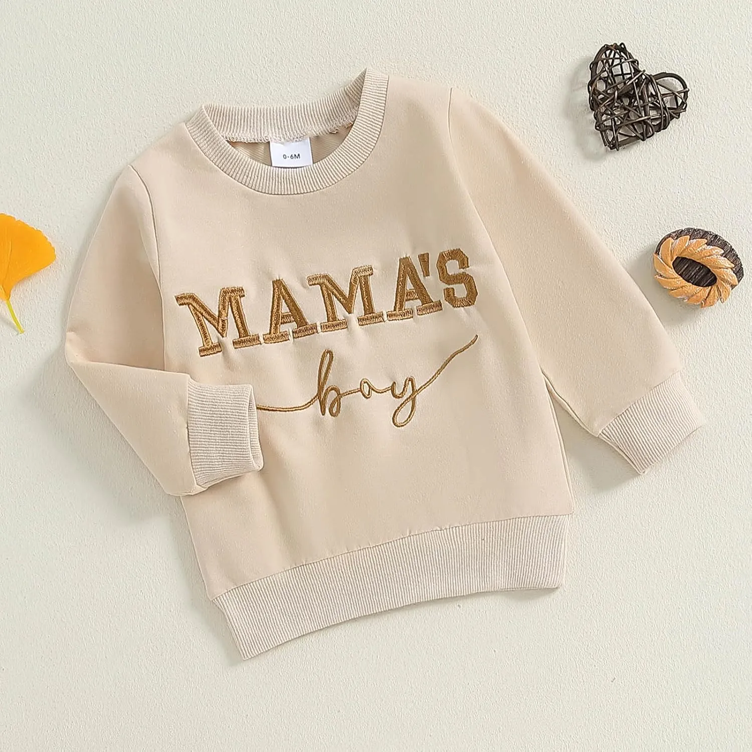 Toddler Baby Boy Sweatshirts Letter Embroidered Long Sleeve Baby Pullovers Tops Infant Fall Winter Casual Tops